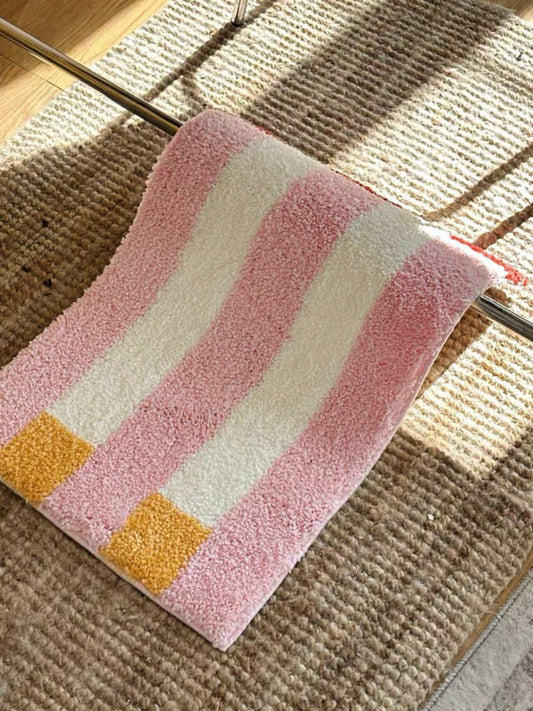 Ultraweicher, verspielter Dopamin-Streifen-Badteppich, saugfähige Matte